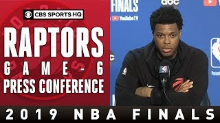 Coach nick nurse and players, kawhi leonard kyle lowry talk with the
press ahead of game 6 about their nerves going into potentially final
th...