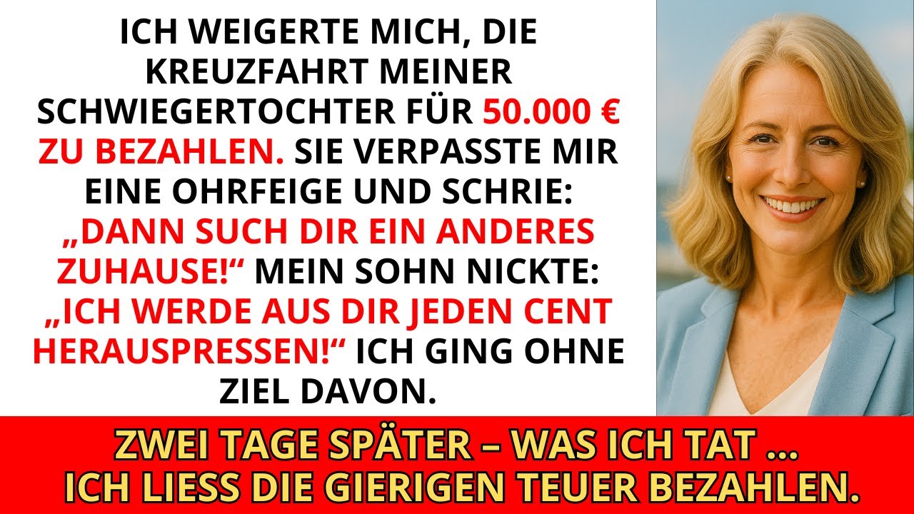 Ich weigerte mich, die 50 000 € Kreuzfahrt meiner Schwiegertochter zu bezahlen  Sie verpasste mir...