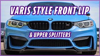 Carbon Fiber Varis Style Front Lip and Upper Splitters on an F80 M3