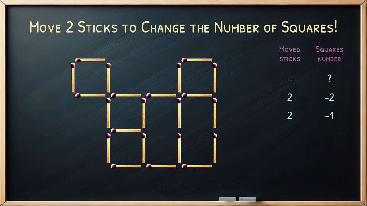 Move 2 Sticks to Change the Number of Squares - YouTube