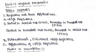 Unit 3 Register || Shift Register || Bidirectional & Universal Shift Registers || Applications