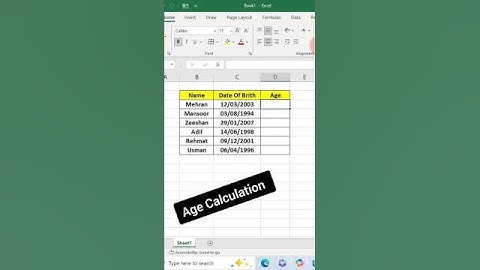 How to Calculate Age in Excel #exceltutorials