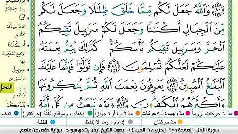 سورة النحل مكتوبة/ بصوت الشيخ ايمن رشدي سويد   -برواية حفص عن عاصم.