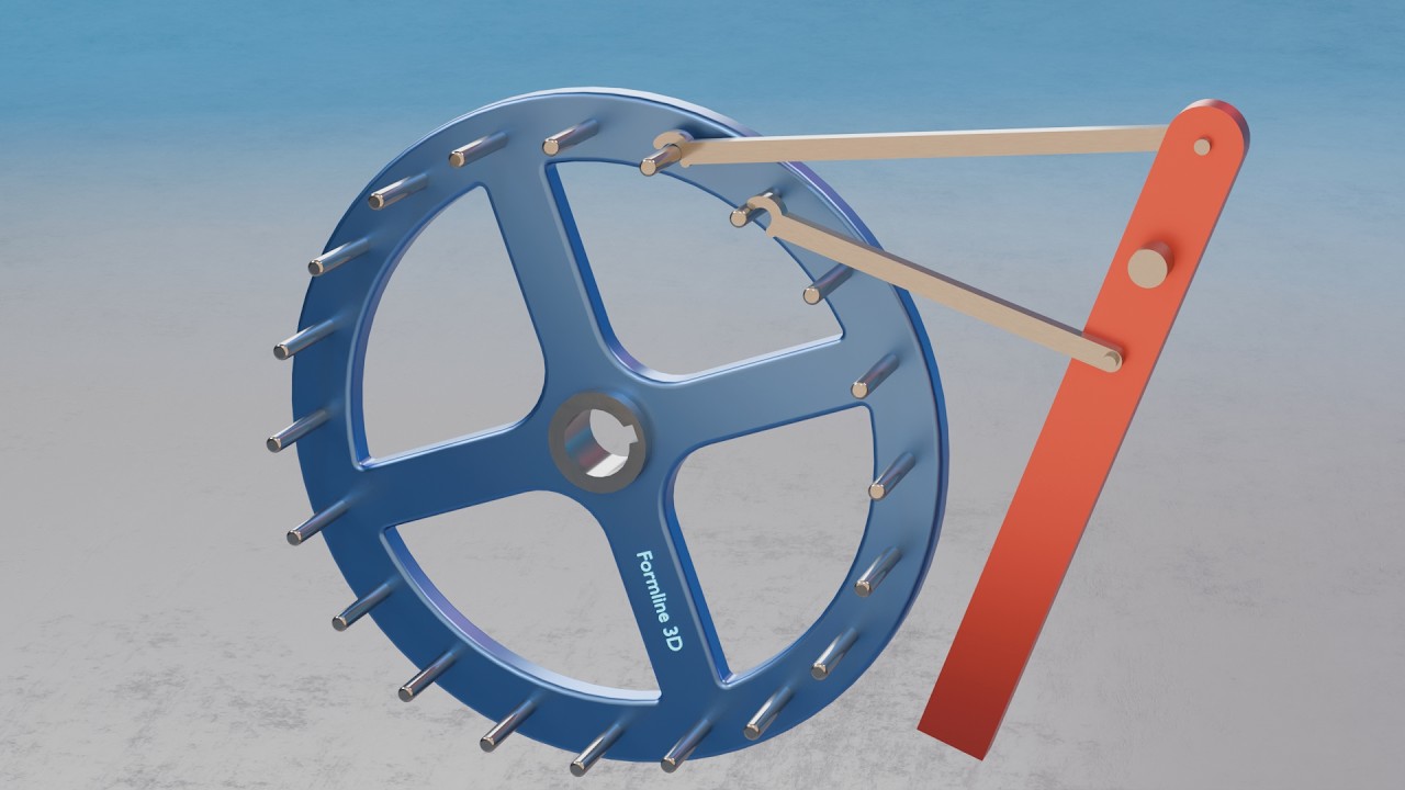 #077 Dual Pawl Ratchet Lever Near Continuous Rotation – 507 Mechanical Movements 3D Animation