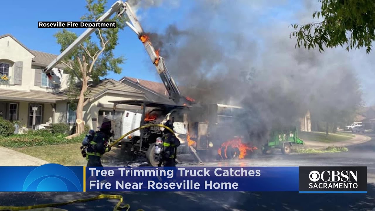 Tree Trimming Truck Catches Fire Near Roseville Home
