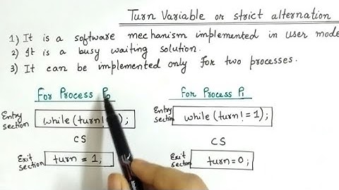 Turn Variable | Strict Alternation Method | Two Processes Solution for Critical Section Problem