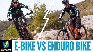 Enduro Bike Vs E Bike Race | Which Is Faster Down An EWS Track? screenshot 4