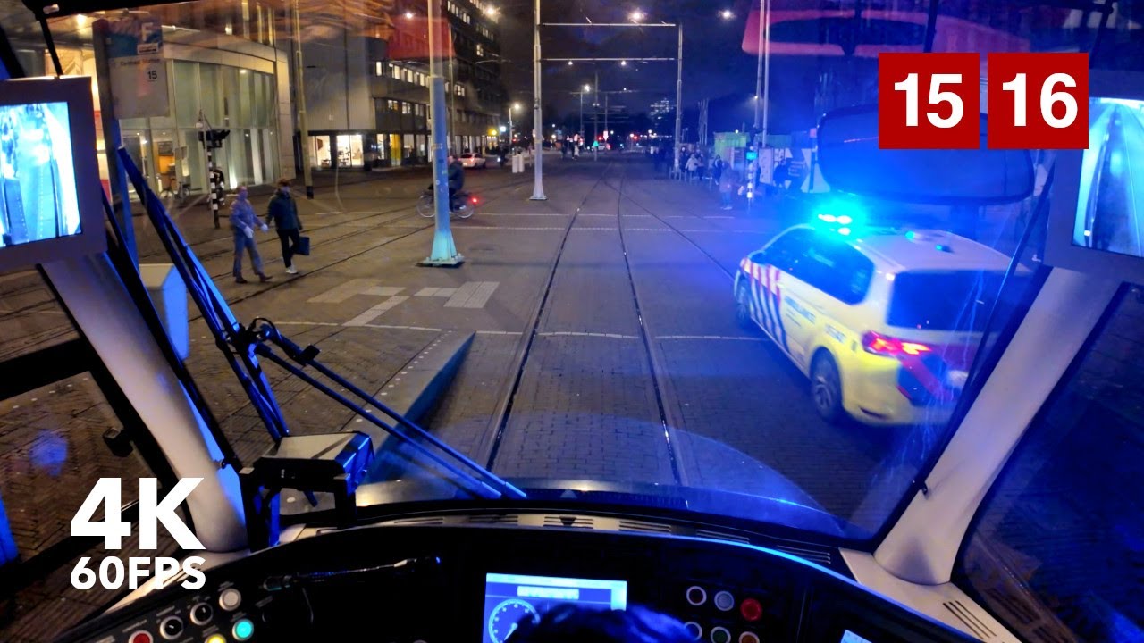Intense rush hour | 🚊 HTM Line 16-15 | 🇳🇱 The Hague | 4K Tram Cabview | Siemens Avenio