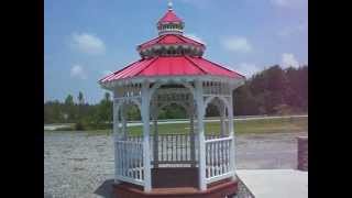 8x8 Octagonal Gazebo With Cupola / Red Metal Roof