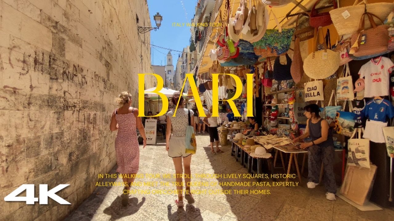 4K Exploring Bari - Italy walking tour / Life, Tradition, and Southern Sunshine