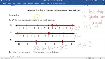 Algebra 2 - 2.6 - One-Variable Linear Inequalities