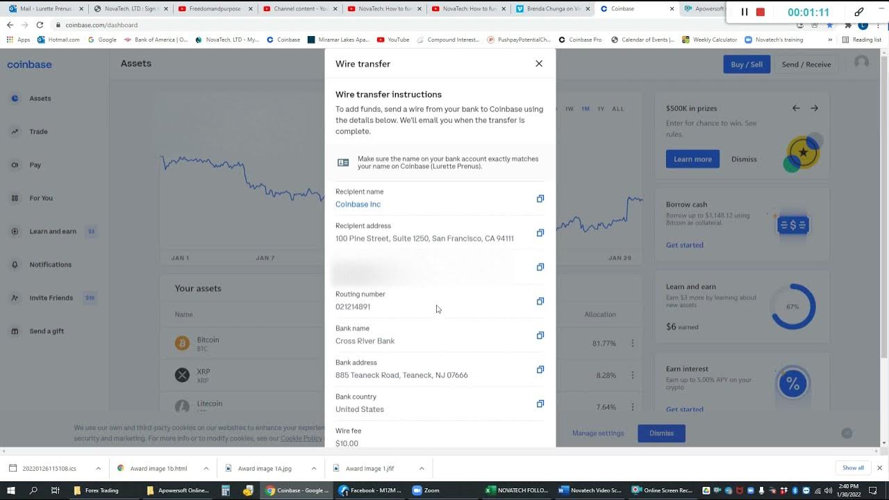 Novatech how to wire transfer money to your coinbase account youtube