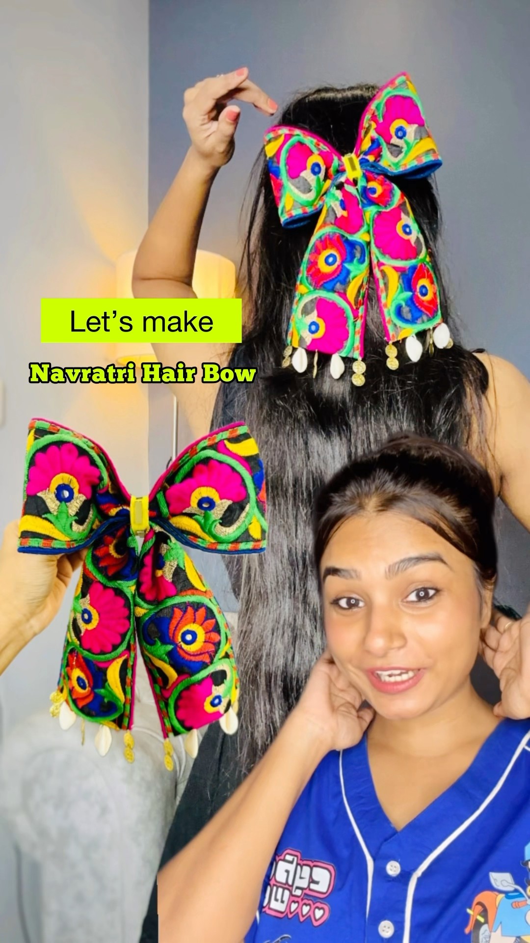DIY Navratri Hair Bow ? #crafteraditi #handmade #navratri #diy #shorts #hairbow @CrafterAditi