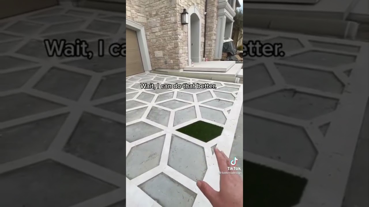 Awesome Driveway Design with grass inserts