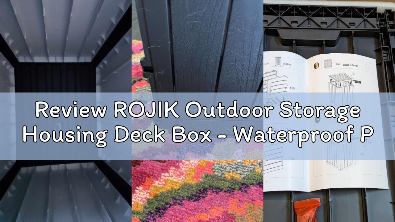 Review ROJIK Outdoor Storage Housing Deck Box - Waterproof Patio Furniture, Garden Tools, Cushions,