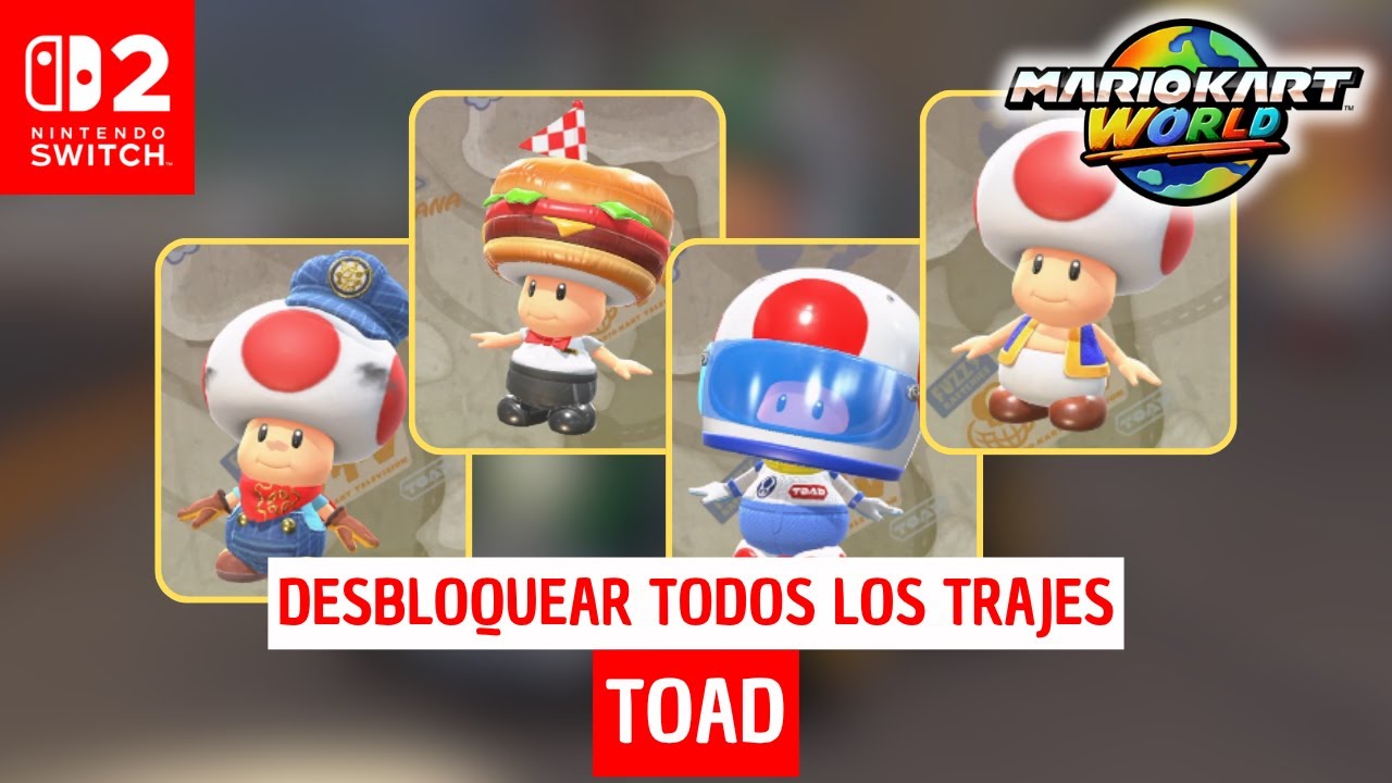 DESBLOQUEAR TODOS LOS TRAJES o SKIN de TOAD en Mario Kart World - Nintendo Switch 2