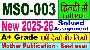 MSO 003 solved assignment 2025-26 in Hindi || mso 003 solved assignment 2026 || ignou mso3