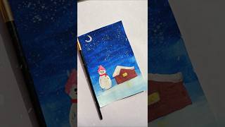 Christmas 🎄 mini canvas Painting ideas for beginners||Snowman|| #painting #christmas