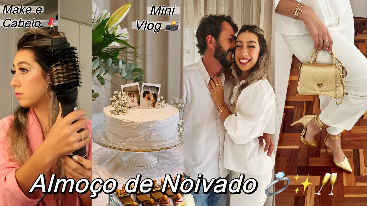 LOOK + MAKE + CABELO + VLOG do MEU ALMOÇO de NOIVADO 🤍💍✨ Cacá Anjos
