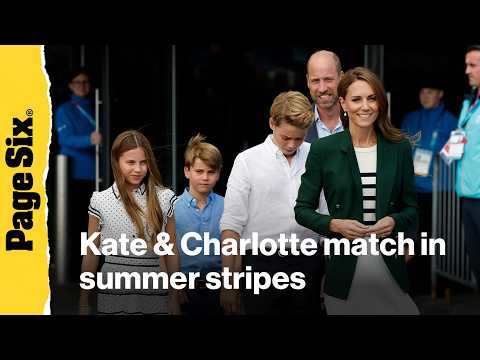 Video Kate Middleton and Princess Charlotte coordinate in summer stripes