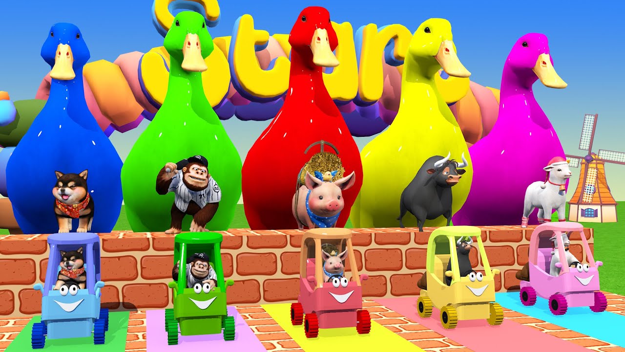 Long Slide Game With Cow Elephant Gorilla Hippopotamus Tiger 3d Animal Game Funny 3d Animals