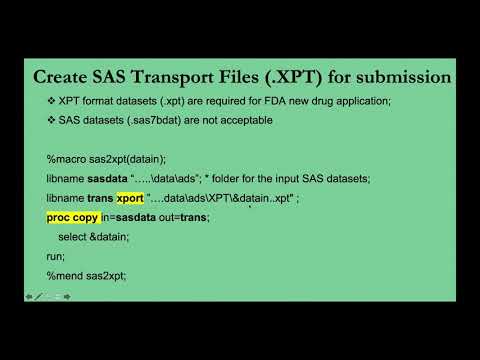 eSub  |  create SAS Transport Files (.xpt) for submission