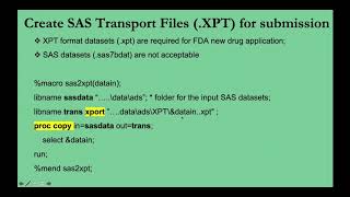 eSub  |  create SAS Transport Files (.xpt) for submission