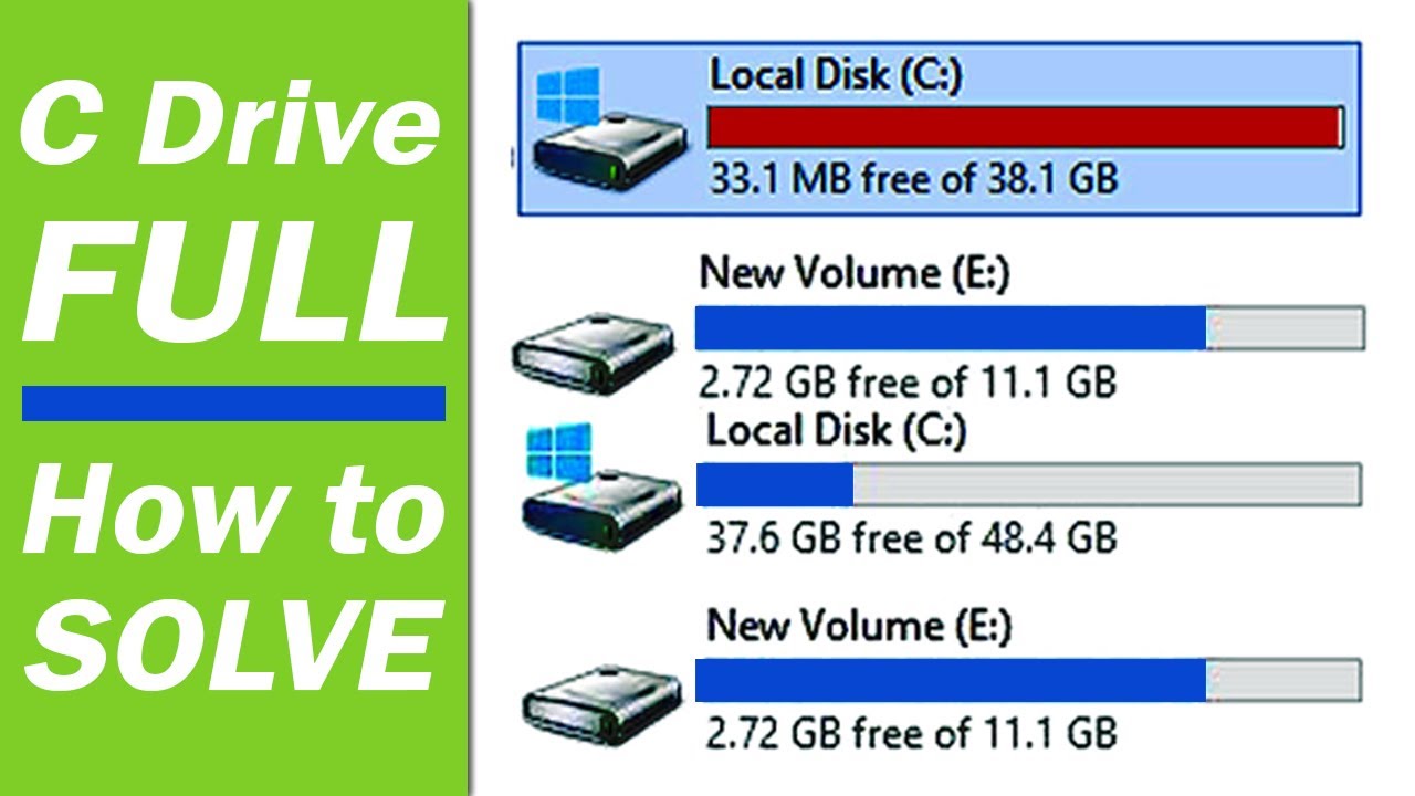 Fix C drive full problem | Increase space in pc C drive - YouTube
