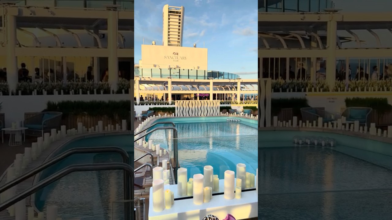 Star Princess • 360° Sanctuary Club View on Deck 18! Serenity & Pool Tour  #shorts #starprincess