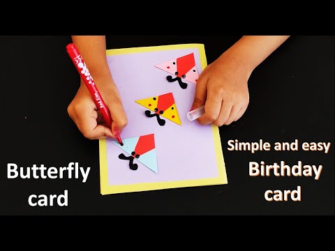 Easy and simple birthday card for kids | Butterfly Birthday card | Handmade greeting card