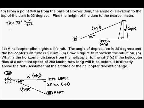 Using Trigonometric Relationships with Angles of Elevation and Depression  YouTube