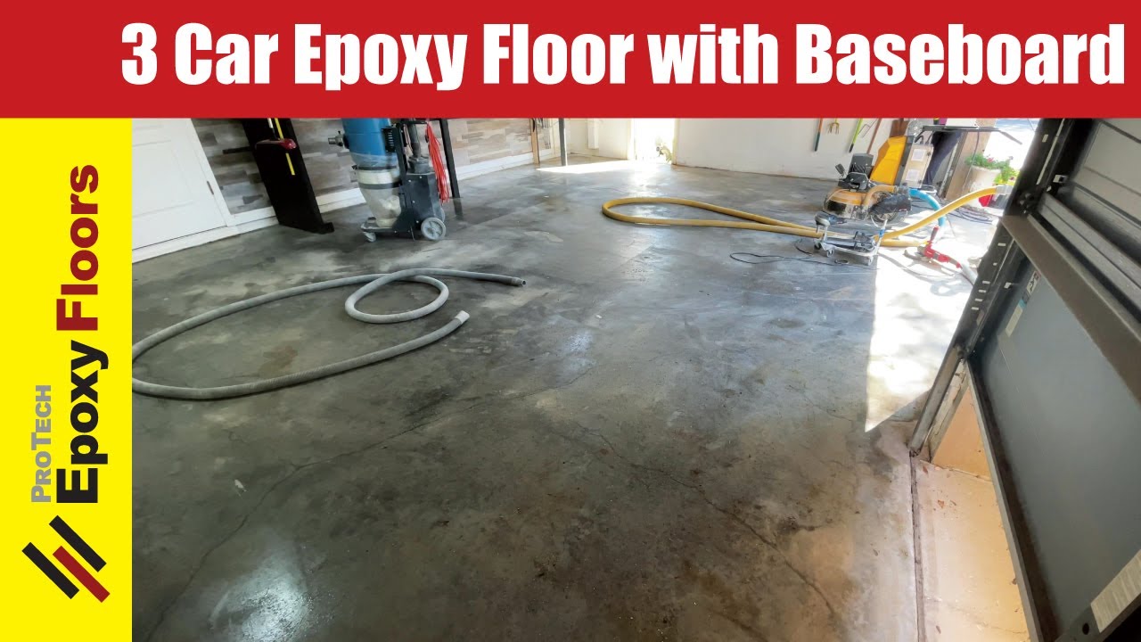 3 Car Epoxy Floor with Baseboard - YouTube