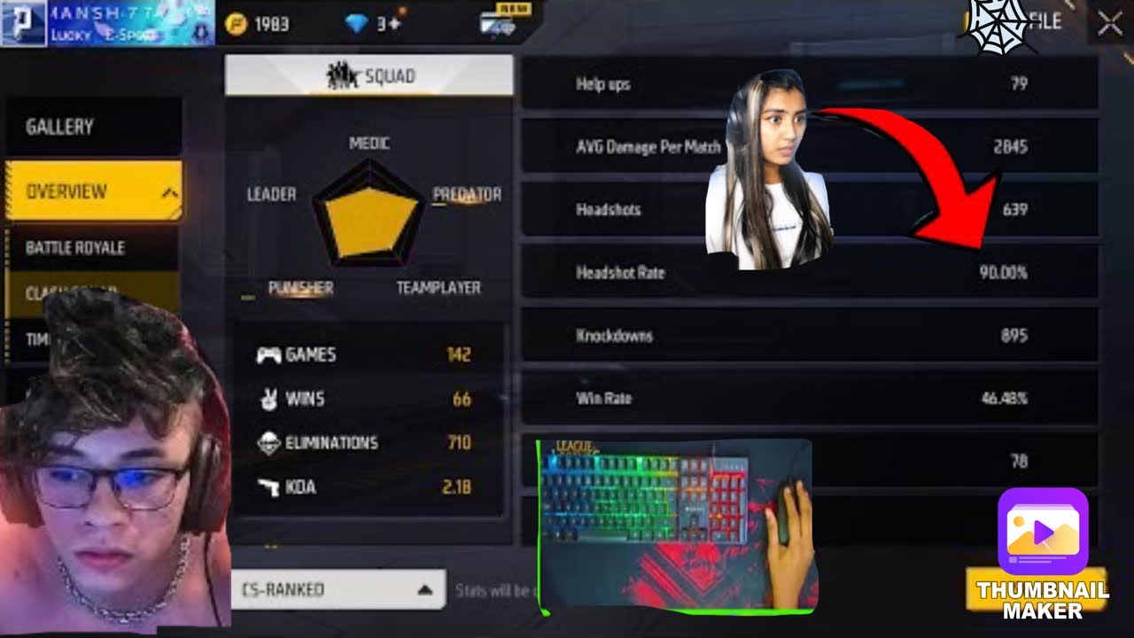 Sathyam Rathi 90% headshot rate in CS RANK PC player no hack @classyfreefire @Satyam ...
