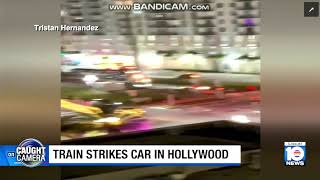 Train Hits Sedan In Hollywood, Florida (Gershwyns POV From The Balcony) @LaurenEveCreates