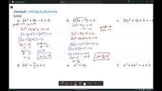Alg II - 5.8 Part 1 - Zero Factor Property and Solving Equations by Factoring