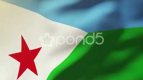 Djibouti Flag Waving In The Wind. Looping Sun Rises Style. Animation Loop