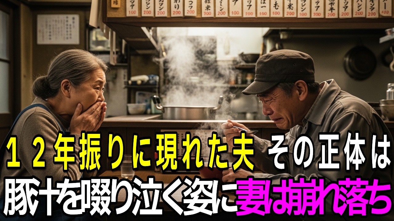 12年前に消えた夫。作業着姿で妻の店へ…一口啜った豚汁の味に「正体」を確信した妻は絶句し崩れ落ちる【奇跡の再会】【エリート】