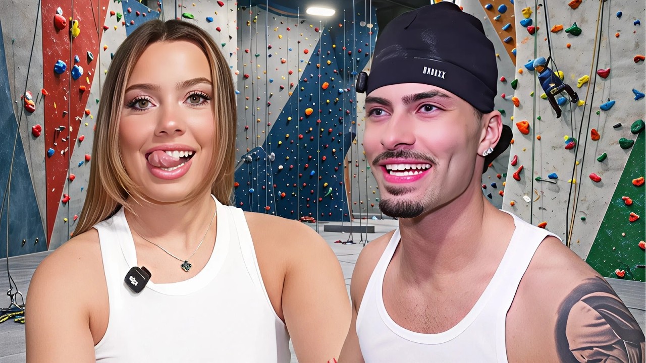 Я уговорила Лану пойти на скалолазание.