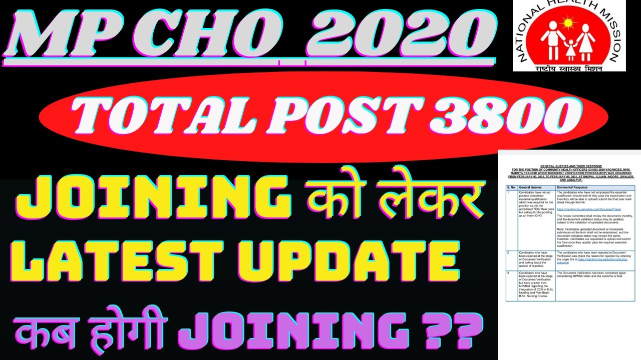 MP CHO JOINING कब होगी, MP CHO JOINING RELATED FREQUENTLY ASKED QUESTIONS AND ANSWER,