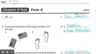 Chapter 4 Test Review Answer Key Video Explanation Honors Geometry