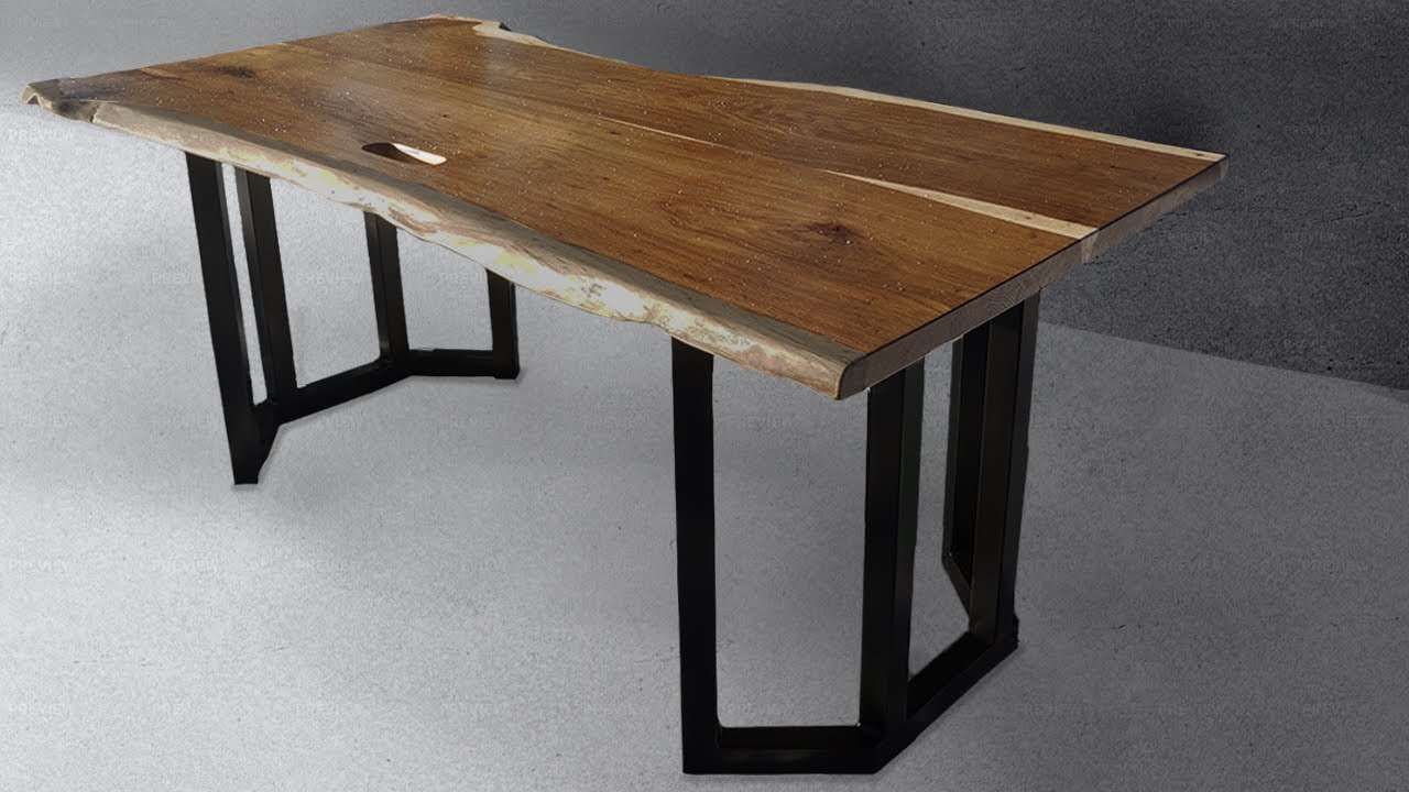 DIY 6FT Slab Desk with Custom Metal Base HWDesigns YouTube