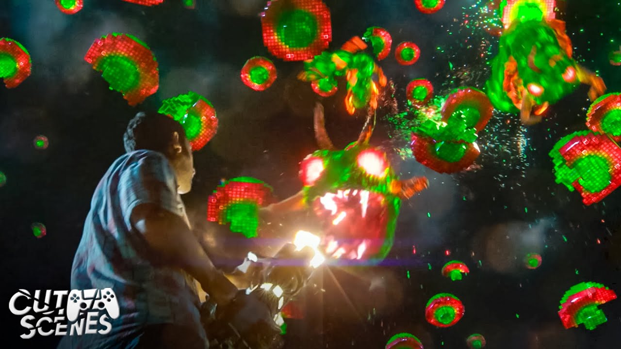 Fighting a Giant Pixelated Centipede | Pixels (2015)