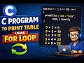 C program to print table of given number using for loop
