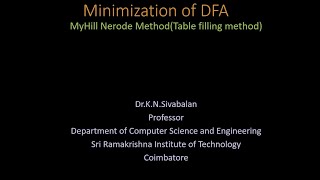 Theory of computation DFA minimization(Myhill nerode method)