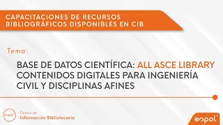 BASE DE DATOS CIENTÍFICA: ALL ASCE LIBRARY