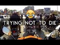 American riding a motorbike in hanoi vietnam  crazy traffic