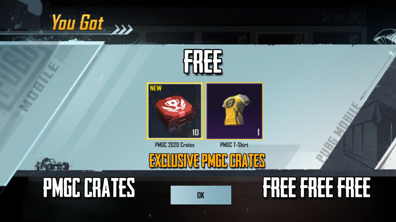 GET FREE 10 PMGC 2020 CRATE IN PUBG MOBILE, GET EXCLUSIVE PMGC 2020 OUTFIT, PMGC 2020 TSHIRT, CAP