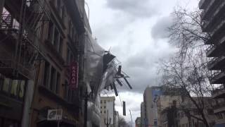 Scaffolding Falling Off Building Downtown Portland, Oregon