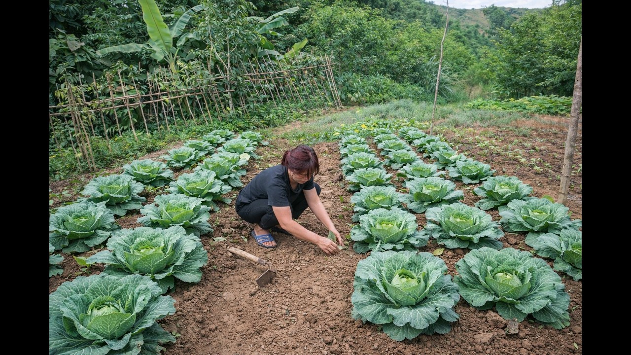 Growing and harvesting cabbage, a vegetable that grows in barren soil.