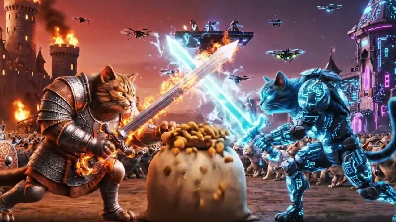 Cats at War: Medieval Knights vs Cyber Warriors – The Final Feast
